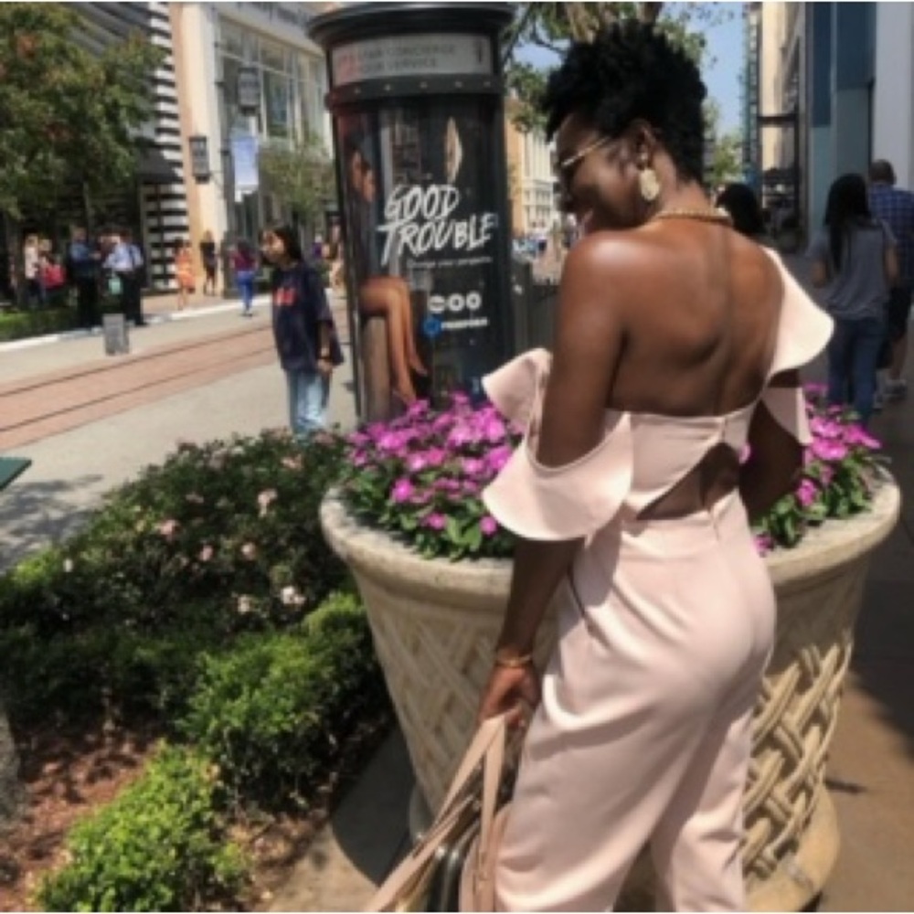 Chic Pink Ruffle Jumpsuit - Picture 2 of 3